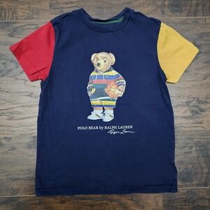 Polo Ralph Lauren Kids Size 7 Polo Bear Basketball Jersey Tee Shirt Short Sleeve